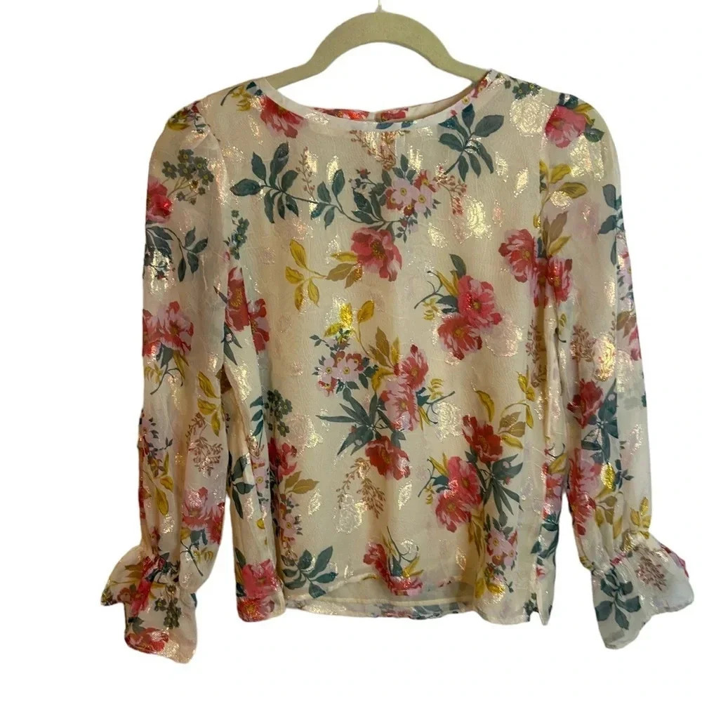 LOFT METALLIC FLORAL BLOUSE